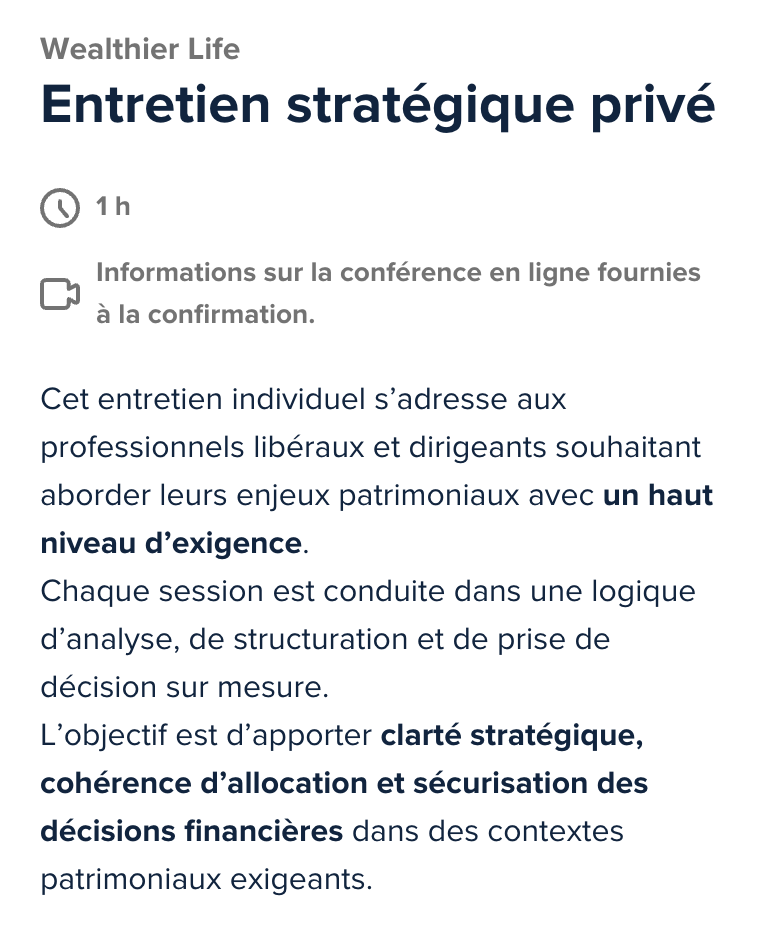 Accompagnement stratégique privé gestion financière investissement Wealthier Life